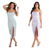 Popular, 2025 and the Middle East sexy V-neck sequined evening dress elegant split fork banquet Party party dress (2 colors)