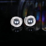 2025 popular new national style inlaid zircon temperament versatile round earrings high-end green agate silver needle retro earrings