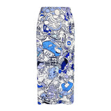 Miyake graffiti print skirt long skirt new women's clothing spring Japanese slim-fit split-ended hip-wrapped A-shaped skirt