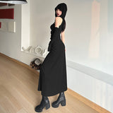 2025 style 2023 summer new women's clothing sexy fashion slim solid color hollow hooded long dress