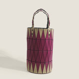 2025 popular new vegetable basket hand bag Japanese geometric diamond bucket bag fashionable and simple contrasting color shoulder armpit bag