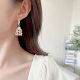 2025 Noble luxury heavy industry high-end court style earrings, bright zircon inlaid with water droplets and fringes, three-dimensional wind bell earrings