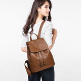 2025 Hot trade New backpack popular new simple drawstring backpack women's soft leather flip casual travel small backpack