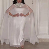 2025 Spring and summer  new  New Middle East temperament sexy cape beaded chiffon banquet evening dress two-piece set