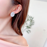 2025 retro premium s925 silver needle earrings geometric oval simple atmosphere natural shell rose stud earrings