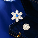 2025 New high-end design sense crystal flower brooch green temperament brooch zircon niche suit multi-purpose accessories