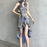2025 style 2023 summer new women's clothing solid color fashionable sexy neck sexy backless dress women