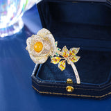 2025 Niche design high-end blazer high-end flower corsage multi-purpose fixed pin copper inlaid zircon brooch
