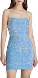 2025 Popularan beautiful women's shiny velvet bead sequins low round neck tight dress short pom-pom dress