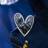 2025 Niche fashion pin women's anti-light corsage neckline accessories contrasting color design sense gradual change color crystal love brooch
