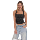 Popular, 2025,  New new sequined suspenders, black vest, slim-fitting fashion new small vest top