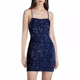 2025 Popularan beautiful women's shiny velvet bead sequins low round neck tight dress short pom-pom dress