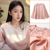 Spring national style diagonal placket buckle design sense new Chinese loose minimalist drape light luxury acetic acid top women's MZ018
