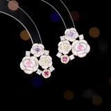 2025 S925 silver needle sweet temperament super fairy princess style earrings  romantic niche design feeling dripping oil flower stud earrings