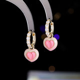 2025 Pink peach love earrings popular popular high-end sweet and gentle niche temperament stud earrings summer earrings