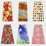 New skirt collection summer A-shaped skirt women's skirt medium and long design sense niche high waist printed skirt
