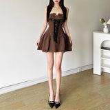 2025 style popular summer new women's clothing retro elegant chocolate polka dot tube top backless dress