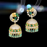 2025 exaggerated heavy industry new earrings wholesale ethnic style zircon water drop fringed three-dimensional wind chime earrings
