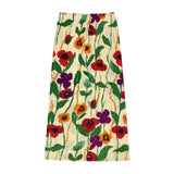 Printed skirt women's summer spring new high-waisted split A-shaped skirt showing thin temperament hip-wrapped pleated skirt children