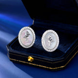 2025 retro premium s925 silver needle earrings geometric oval simple atmosphere natural shell rose stud earrings
