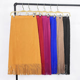Fish scale pleats summer new Korean version high waist solid color versatile fringed a character medium and long skirt women's multi-color