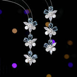 2025 elegance temperament flower pearl earrings trendy light luxury fashion high sense long bridal wedding dress earrings
