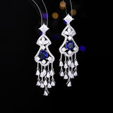 2025 Luxury heavy industry high-end earrings wholesale long zircon water drop earrings dress bride socialite noble temperament earrings