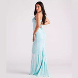 2025 2025 sexy V-neck sequined floor-to-ceiling evening dress elegant banquet Party party dress (2 colors)