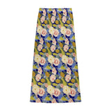 Printed skirt women's summer spring new high-waisted split A-shaped skirt showing thin temperament hip-wrapped pleated skirt children
