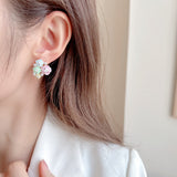 2025 S925 silver needle sweet temperament super fairy princess style earrings  romantic niche design feeling dripping oil flower stud earrings