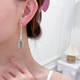 2025 Elegant temperament Long modified face earrings Tide niche versatile oval light luxury high-end blue gemstone earrings