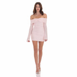hot-selling 2025 women's clothing sexy long-sleeved pink sequined dress fashionable slim-fitting dress