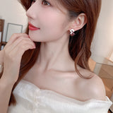 2025 S925 Silver Needle Earrings Women's Super Flash Simple Square Ear Jewelry Korean Temperament Personality Versatile Crystal Rhombus Earrings
