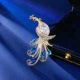 2025 Chinese style elegant temperament high-end winter clothing women's coat jacket accessories corsage copper inlaid zircon phoenix brooch