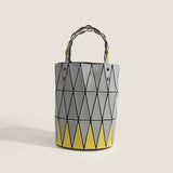 2025 popular new vegetable basket hand bag Japanese geometric diamond bucket bag fashionable and simple contrasting color shoulder armpit bag