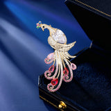 2025 Chinese style elegant temperament high-end winter clothing women's coat jacket accessories corsage copper inlaid zircon phoenix brooch