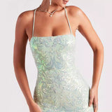 2025 women's clothing  summer new sequined suspender beads sexy hip-wrapped slim dress