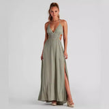 2025 2025 new temperament casual long suspender summer elegant commuter split dress