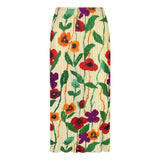 Printed skirt women's summer spring new high-waisted split A-shaped skirt showing thin temperament hip-wrapped pleated skirt children
