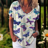 Romildi Women's T-Shirt Summer   Shirt Loose Casual Top Fashion Trend T Shirts Beautiful Butterfly Printed Clothes Tees Streetwear