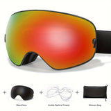 Youth Winter Ski Goggles Set with Bonus Black Lens - Anti-Fog, Protection, TPU Frame for Snowboarding & Outdoor Sports