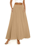 romildi  Pleated Long Skirt, Loose Casual Skirt For Spring & Summer, Women's Clothing