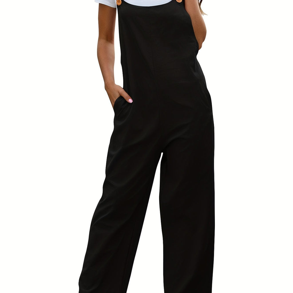 Romildi Women's Summer Loose Flare Leg Jumpsuit with Pocket - Comfortable and Stylish Overall for Casual and Formal Occasions