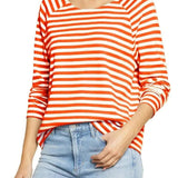 Romildi Striped Crew Neck T-shirt, Casual Loose Daily Long Sleeve Fashion Tunic T-Shirts Tops, Women's Clothing