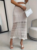 Hollow Out Fit & Flare Skirt, Casual Skirt For Spring & Summer, Women's Clothing