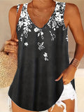 Romildi Floral Print V Neck Tank Top, Casual Sleeveless Tank Top For Summer, Women's Clothing