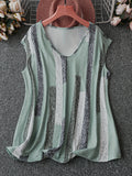 Romildi Plus Size Casual T-shirt, Women's Plus Stripe Print Cap Sleeve V Neck Medium Stretch T-shirt
