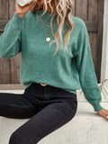 Romildi Solid Mock Neck Pullover Sweater, Casual Long Sleeve Sweater, Women's Clothing