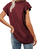 Romildi Flap Sleeve Square Neck T-shirt, Casual Loose Fashion Summer T-Shirts Tops, Women's Clothing