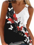 Romildi Women's Floral Print V-Neck Tank Top - Casual and Comfortable Sleeveless Summer Top